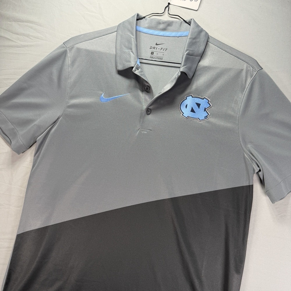 Nike North Carolina Tar Heels Polo Shirt Mens Medium Dri Fit Coach Football